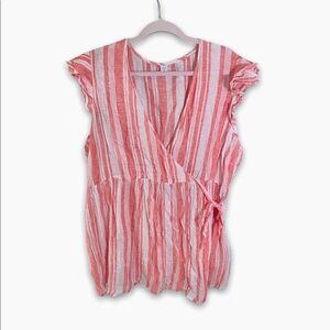 Women’s Old Navy Maternity Blouse | Striped | Peach & White | Size XXL | NWT